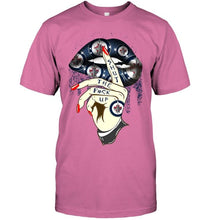 Load image into Gallery viewer, Shut the f ck up sexy Winnipeg Jets glittering lips shirt