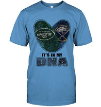 Load image into Gallery viewer, New York Jets and Buffalo Sabres it's my dna love fingerprints shirt