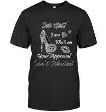 Load image into Gallery viewer, New York Jets girl i am who i am your approval isn't needed high heel lips diamond glitter pattern t shirt