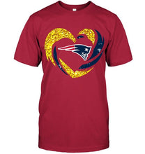 Load image into Gallery viewer, New England Patriots heart love golden glitter pattern hurricane shirt
