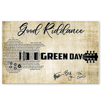 Load image into Gallery viewer, Green day Good riddance lyric guitar typography signed poster