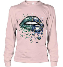 Load image into Gallery viewer, New York Jets and Buffalo Sabres glitter pattern sexy lips t shirt