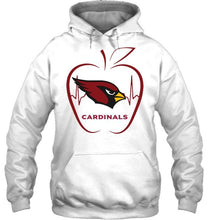 Load image into Gallery viewer, Arizona Cardinals heartbeat teacher apple shirt