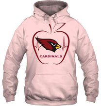 Load image into Gallery viewer, Arizona Cardinals heartbeat teacher apple shirt