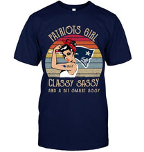 Load image into Gallery viewer, New England Patriots girl classy sasy and a bit smart asy retro shirt