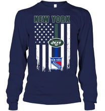 Load image into Gallery viewer, New York New York Jets New York Rangers american flag shirt