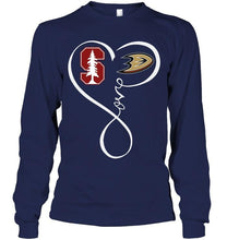 Load image into Gallery viewer, Stanford Cardinal Anaheim Ducks love heart shirt