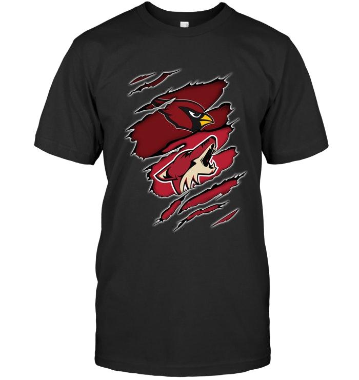 Arizona Cardinals and Arizona Coyotes layer under ripped shirt