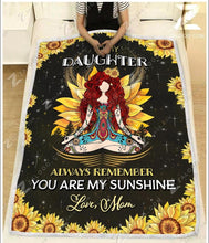 Load image into Gallery viewer, to daughter you are my sunshine yoga sunflower quilt blanket
