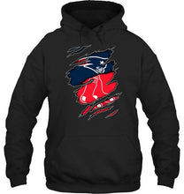 Load image into Gallery viewer, New England Patriots and Boston Red Sox layer under ripped shirt