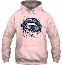 Load image into Gallery viewer, New England Patriots heart glitter pattern lips shirt