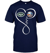 Load image into Gallery viewer, New York Jets New york Islanders love heart shirt