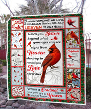 Load image into Gallery viewer, when a cardinal appears your yard its a visitor from heaven quilt blanket