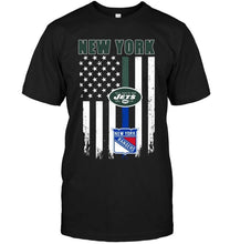 Load image into Gallery viewer, New York New York Jets New York Rangers american flag shirt