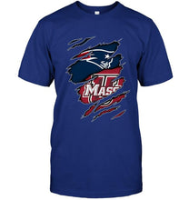Load image into Gallery viewer, New England Patriots and UMass Minutemens layer under ripped shirt