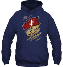 Load image into Gallery viewer, Stanford Cardinal and Anaheim Ducks layer under ripped shirt