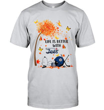 Load image into Gallery viewer, Life is better with Winnipeg Jets snoopy sleeping under autumn tree hoodie