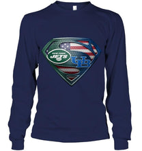 Load image into Gallery viewer, New York Jets and Buffalo Bulls superman american flag layer shirt
