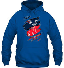 Load image into Gallery viewer, New England Patriots and Boston Red Sox layer under ripped shirt