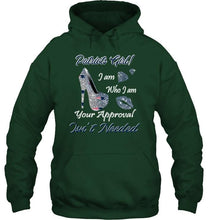 Load image into Gallery viewer, New England Patriots girl i am who i am your approval isn't needed high heel lips diamond glitter pattern t shirt
