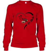 Load image into Gallery viewer, Go Cardinal red Go black Arizona Cardinals fan heart shirt