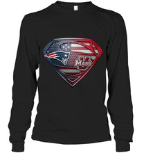 Load image into Gallery viewer, New England Patriots and UMass Minutemens superman american flag layer shirt