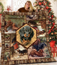 Load image into Gallery viewer, dachshund puppies for dog lover quilt blanket