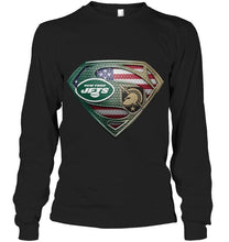 Load image into Gallery viewer, New York Jets and Army Black Knights superman american flag layer shirt