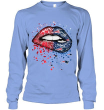 Load image into Gallery viewer, New England Patriots and Boston Red Sox glitter pattern sexy lips t shirt