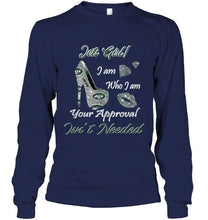 Load image into Gallery viewer, New York Jets girl i am who i am your approval isn't needed high heel lips diamond glitter pattern t shirt
