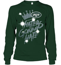Load image into Gallery viewer, New York Jets crown haters gonna hate glitter pattern t shirt