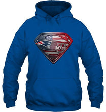 Load image into Gallery viewer, New England Patriots and UMass Minutemens superman american flag layer shirt