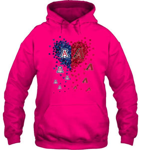 Arizona Wildcats Patriots and Arizona Diamondbacks tiny hearts shaped fan shirt