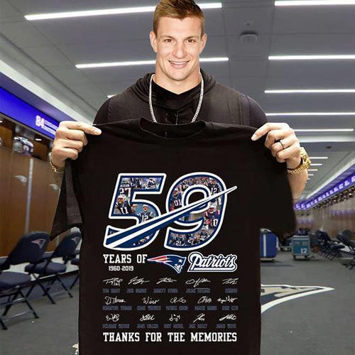 59 years of new england patriots 1960 2019 thank you for the memories t shirt