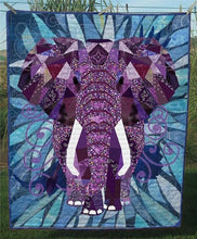 Load image into Gallery viewer, purple violet elephant pieced pattern blanket
