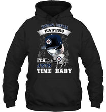 Load image into Gallery viewer, Listen haters It's Winnipeg Jets time baby jack skellington halloween shirt