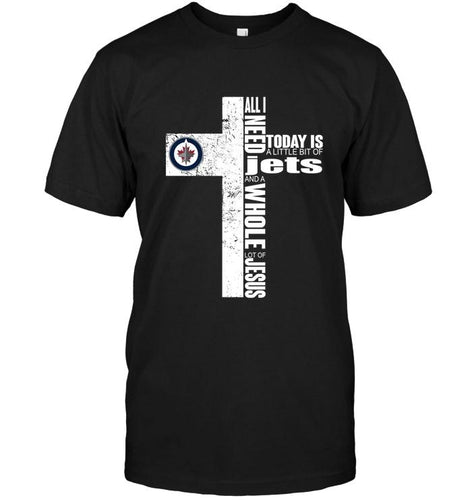 All I need today is a little bit of Winnipeg Jets and a whole lot of Jesus cross shirt