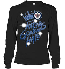 Load image into Gallery viewer, Winnipeg Jets crown haters gonna hate glitter pattern t shirt