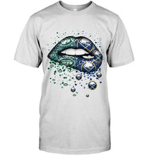 Load image into Gallery viewer, New York Jets and Buffalo Sabres glitter pattern sexy lips t shirt