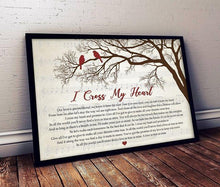 Load image into Gallery viewer, george strait i cross my heart lyric with tree and birds art poster canvas