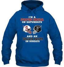 Load image into Gallery viewer, I'm Stanford Cardinal on saturdays and Oakland Raider on sundays shirt