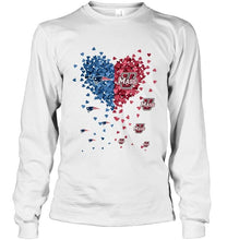 Load image into Gallery viewer, New England Patriots and UMass Minutemens tiny hearts shaped fan shirt