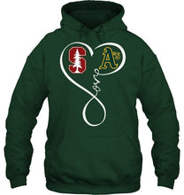 Load image into Gallery viewer, Stanford Cardinal Oakland Athletics love heart shirt