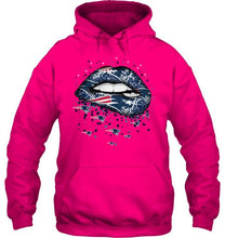 Load image into Gallery viewer, New England Patriots heart glitter pattern lips shirt