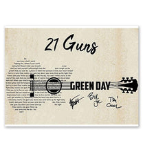 Load image into Gallery viewer, 21 guns Green day lyric guitar typography signed poster