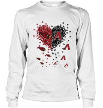 Load image into Gallery viewer, Arizona Cardinals Patriots and Arizona Diamondbacks tiny hearts shaped fan shirt