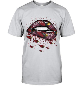 Arizona Cardinals heart glitter pattern lips shirt