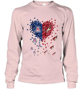 Arizona Wildcats Patriots and Arizona Coyotes tiny hearts shaped fan shirt