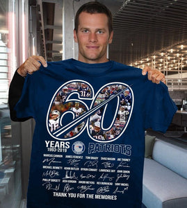 60 years 1993 2019 new england patriots all players signatures thank you for memories t shirt