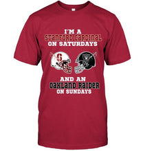Load image into Gallery viewer, I'm Stanford Cardinal on saturdays and Oakland Raider on sundays shirt